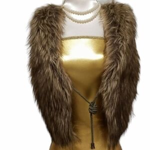 Cecico Boho Lace Tan Faux Fur Vest